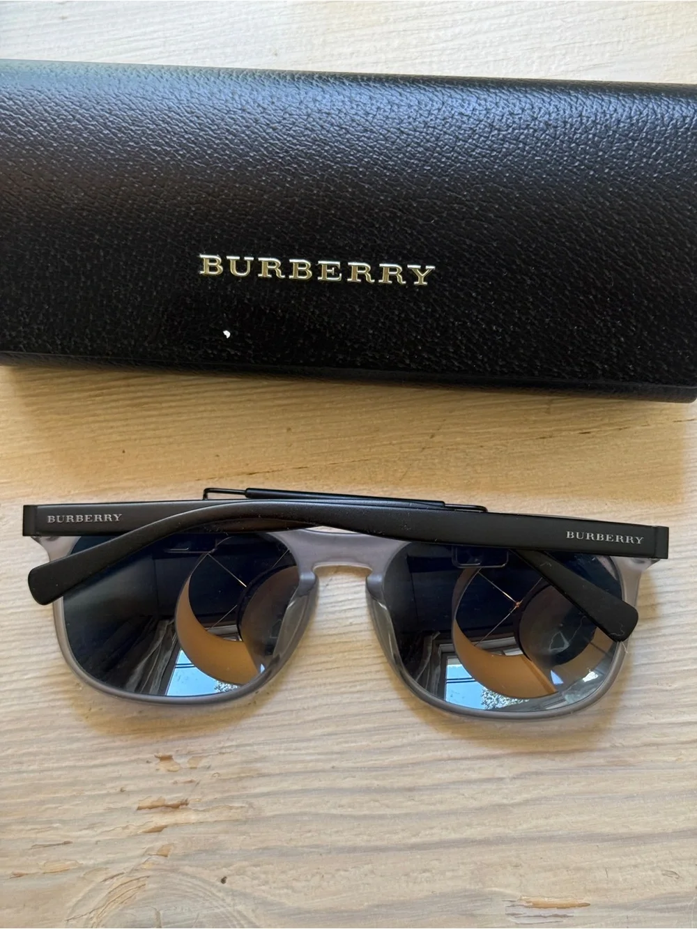 Burberry Black and Gray Sunglasses with Case